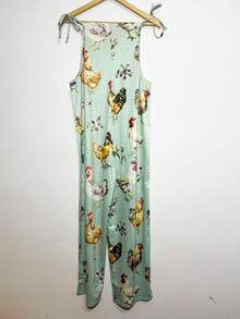 Women's Animal Print Spaghetti Strap Sleeveless Jumpsuit For Summer - Multicolor - View 2