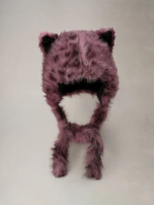 Hatastic 1 件女士秋冬独特古怪动漫风格人造毛皮可爱狐狸耳朵毛绒帽子，保暖护耳防风无檐帽， - A - 查看 7