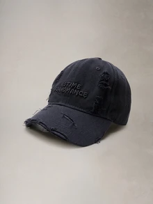 1顶字母刺绣做旧棒球帽，女款，软帽冠，宽帽檐，防晒音乐节 - 破洞 - 查看 2