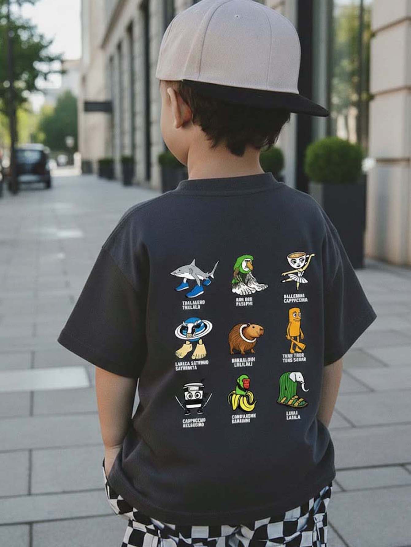 Young Boy Casual Graphic Print Crew Neck Short Sleeve T-Shirt, Summer Top