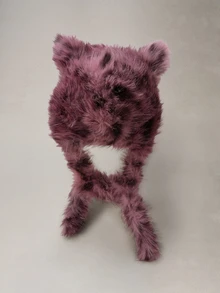 Hatastic 1 件女士秋冬独特古怪动漫风格人造毛皮可爱狐狸耳朵毛绒帽子，保暖护耳防风无檐帽， - A - 查看 8