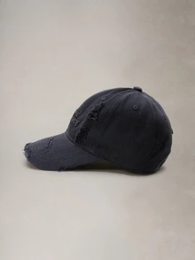 1顶字母刺绣做旧棒球帽，女款，软帽冠，宽帽檐，防晒音乐节 - 破洞 - 查看 3