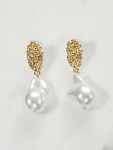 Clariva Pendientes de gota con decoración de perlas falsas, elegantes y de moda para mujer. Regalo de Navidad y Invierno - Multicolor - Ver 5