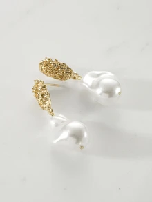 Clariva Pendientes de gota con decoración de perlas falsas, elegantes y de moda para mujer. Regalo de Navidad y Invierno - Multicolor - Ver 3