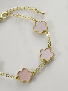 Clariva 1 chiếc vòng tay xích trang trí hoa bằng đồng thời trang dành cho phụ nữ trong cuộc sống hàng ngày, ngày lễ tình nhân, mẹ, mẹ, ngày của mẹ, quà tặng - Hồng - Xem 6