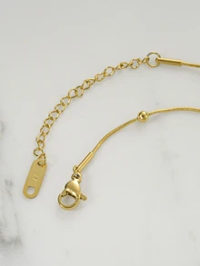 1 件毕业/母亲节/教师节不锈钢项链，带水钻方形水晶方晶锆石吊坠 - 金黃色 - 查看 3