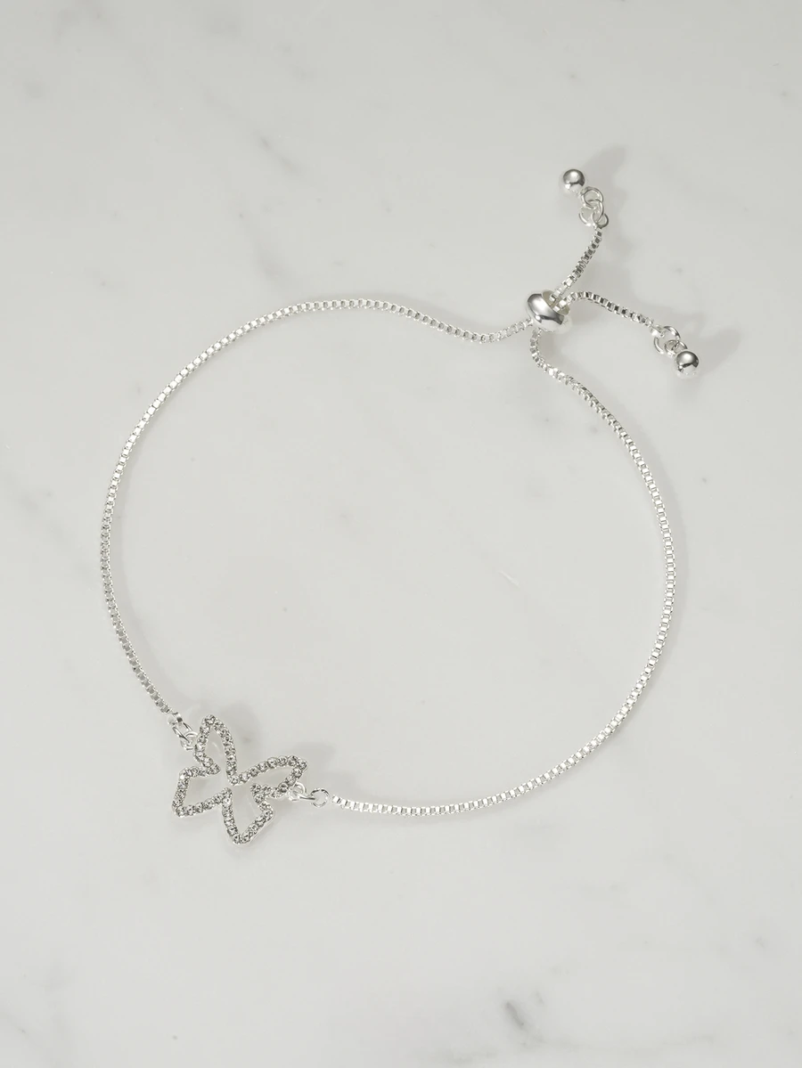 Clariva 水鑽蝴蝶裝飾手環 - 銀色 - 查看 1