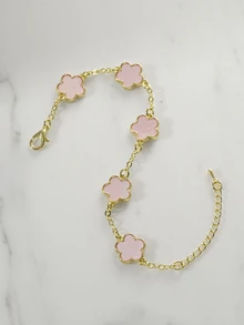 Clariva 1 chiếc vòng tay xích trang trí hoa bằng đồng thời trang dành cho phụ nữ trong cuộc sống hàng ngày, ngày lễ tình nhân, mẹ, mẹ, ngày của mẹ, quà tặng - Hồng - Xem 3