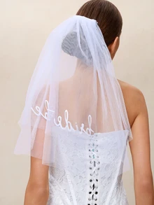 Etoivie 1件新娘头纱发箍带梳子，婚礼新娘头纱，单身派对配饰，婚礼 - 白色 - 查看 1