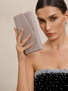 Etoivie 圣诞节新奇礼品袋，闪亮晚宴手拿包，链条单肩包，派对钱包，单肩包，魅力派对包，完美搭配节日派对礼服、晚礼服和亮片连衣裙 - 香檳色 - 查看 4