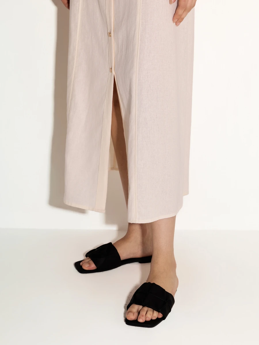 NobleVue 女士新款夏季时尚百搭防滑平底舒适凉鞋，大码方头沙滩休闲拖鞋，简约夏季一脚蹬拖鞋，宽版鞋 - 黑色 - 查看 1