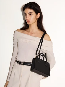 NobleVue 簡約方包簡約黑色小方包，百搭手提包，經典工作單肩包 - 黑色 - 查看 7