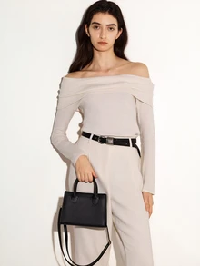 NobleVue 簡約方包簡約黑色小方包，百搭手提包，經典工作單肩包 - 黑色 - 查看 5