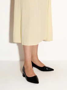 NobleVue 女士时尚舒适石纹尖头一脚蹬高跟鞋，复古棕色，适合通勤、商务、户外、旅行、休闲，高端黑色正装鞋 - 黑色 - 查看 5