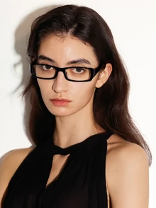 NobleVue 一副女士亚克力长方形时尚眼镜，适合日常阅读、工作通勤、海滩装扮，复古Y2K基础款商务休闲礼品 - 黑色 - 查看 1