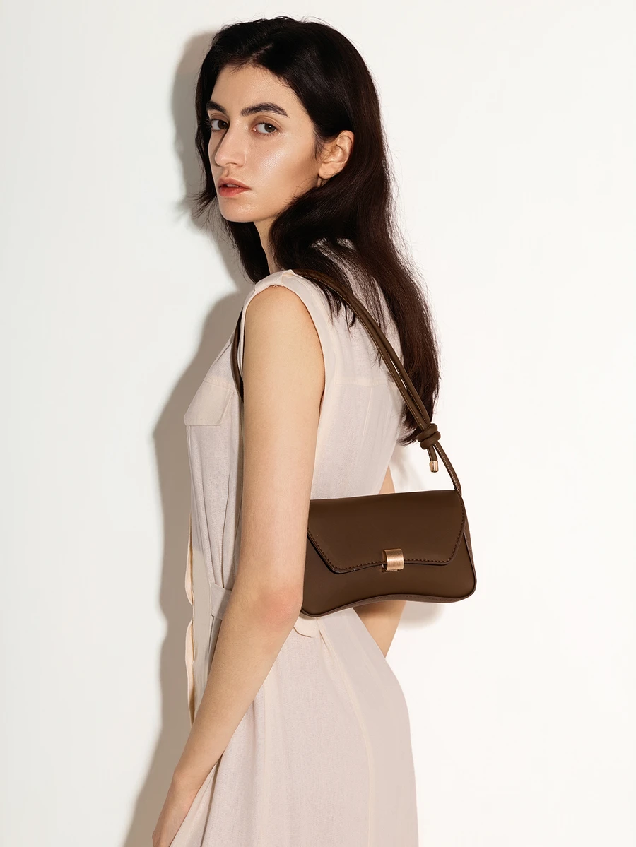 NobleVue 复古轻便商务休闲巧克力棕色翻盖包复古 PU 适合少女、女大学生、新人及白领人士非常适合办公室、大学、工作、商务、通勤、户外、旅行、郊游、复古风格复古女士包 - 巧克力棕 - 查看 1