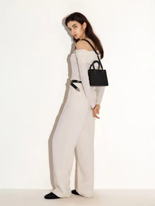 NobleVue 簡約方包簡約黑色小方包，百搭手提包，經典工作單肩包 - 黑色 - 查看 3