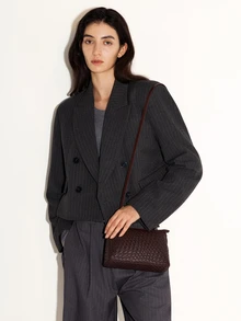NobleVue 1 件女士高品质纯色 PU 压花编织格子小手提包，女士手提包带手柄，斜挎包，编织手提包，时尚简约优雅多功能经典编织 PU 材质黑色包带金属锁装饰，适合通勤、办公室、约会、日常购物、下午茶等场合 - 彩色 - 查看 1