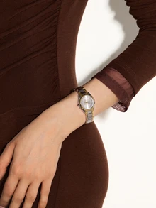 NobleVue 1 件女士优雅奢华简约数字刻度小表盘石英腕表配钢带（不含表盒） - 白色 - 查看 5