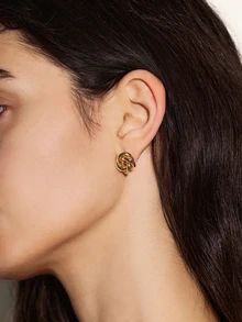 NobleVue 1 Paire De Boucles D'oreilles Clous Géométriques Torsadées Classiques Minimalistes Métalliques - Or jaune - Voir 5