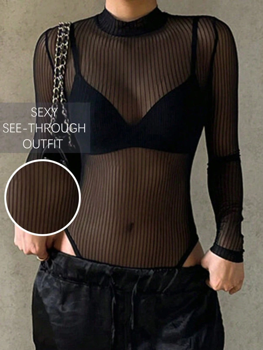 Sexy Mesh See-Through Bodysuit, Spring/Summer New Arrival