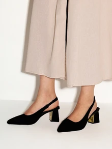 NobleVue 女士尖頭粗跟泵鞋,黑色 - 黑色 - 查看 3