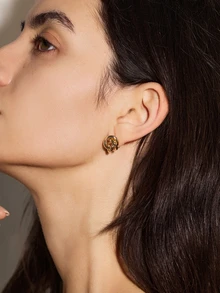 NobleVue 1 Paire De Boucles D'oreilles Clous Géométriques Torsadées Classiques Minimalistes Métalliques - Or jaune - Voir 4