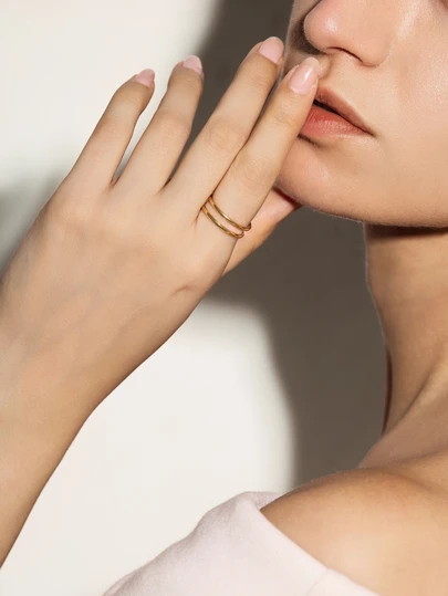 NobleVue 1pc Fashionable & Versatile European And American Style Stainless Steel Double-Layer Open Ring, Suitable For Men And Women For Daily Wear