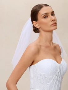 Etoivie 1件新娘头纱发箍带梳子，婚礼新娘头纱，单身派对配饰，婚礼 - 白色 - 查看 3