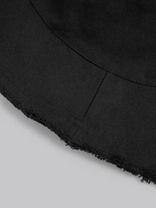 DareSee Solid Raw Trim Bucket Hat - Black - View 4