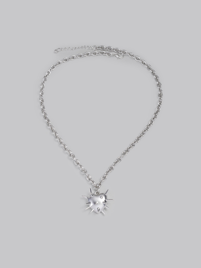 DareSee 1pc Silver Thorn Heart Pendant Necklace, Metallic Chic Punk Style, Suitable For Men And Women, For Daily Wear, Parties, Music Festivals, Concerts