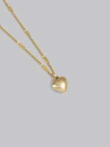 DareSee 1pc Luxury Design Heart Shaped Stainless Steel Necklace With 18K Gold Plating, Hypoallergenic Pendant Gift For Women Valentines,Mom,Mother,Mother's Day,Gift - Yellow Gold - View 4