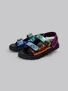 DareSee 2025 Summer New Candy Color Thick Sole Hook And Loop Beach Sandals, Outdoor Wear Music Fest Halloween - Green - View 2