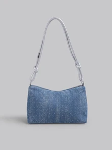 DareSee 1pc Gold Color Crescent Moon Sequin Decorated PVC Women Shoulder Bag, New Arrival Music Fest - Blue - View 1