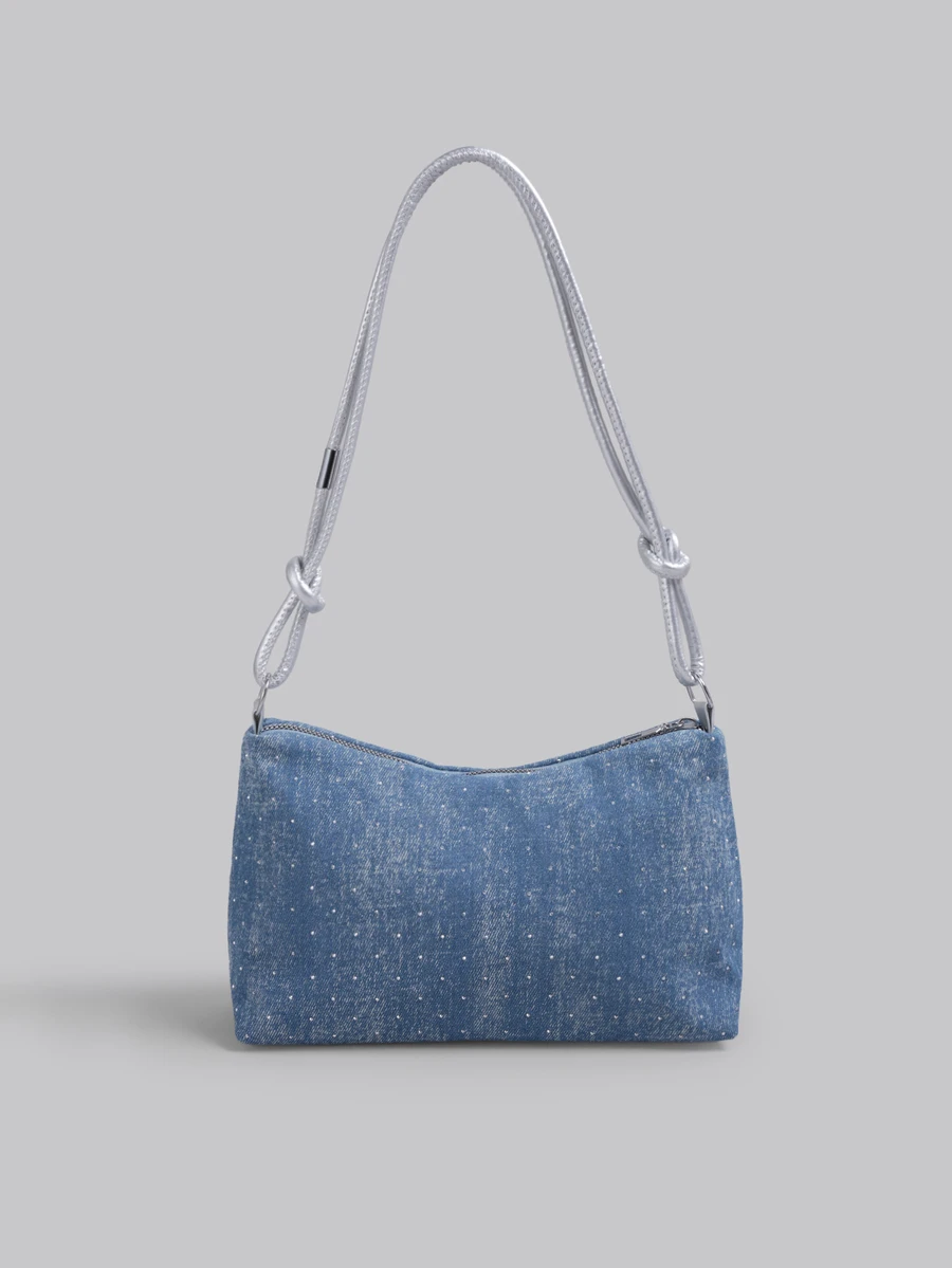 DareSee 1pc Gold Color Crescent Moon Sequin Decorated PVC Women Shoulder Bag, New Arrival Music Fest - Blue - View 1