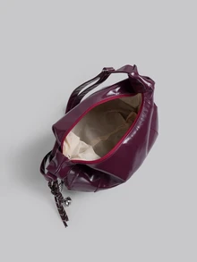 DareSee Túi đeo vai dung tích lớn thời trang dành cho nữ, túi tote thiết kế theo phong cách lễ hội âm nhạc. - Màu Đỏ Sâu - Xem 5