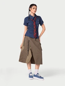 DareSee 2023新款大尺碼女士秋季韓版純色輕便圓頭低幫厚底系帶休閒運動鞋 - 藍色 - 查看 5