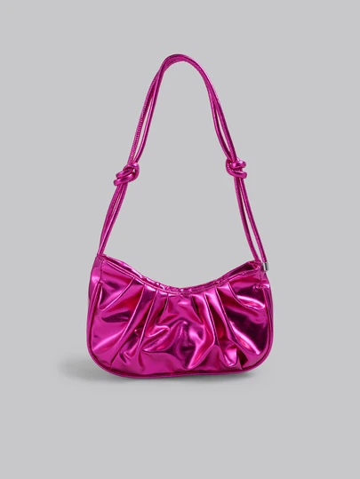 DareSee Solid Color, Shiny, Cloud Pleated, Fashion Metallic, Resort, Holiday, Collegiate Style Shoulder Bag & Crossbody Bag For Women