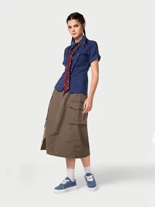 DareSee 2023新款大尺碼女士秋季韓版純色輕便圓頭低幫厚底系帶休閒運動鞋 - 藍色 - 查看 4