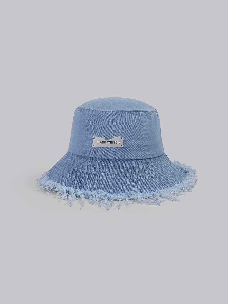 DareSee 1pc Ladies' Fringed Washed Denim Bucket Hat, Suitable For Daily Life, Greatly Matches Clothes Street - Baby Blue - View 1