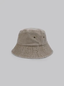 DareSee 1顶女士纯色水洗渔夫帽，可折叠做旧钓鱼帽，户外遮阳，男女通用款，适合日常佩戴和音乐节等场合 - 純色 - 查看 2