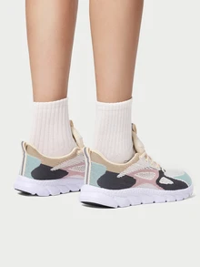 DareSee 多色女式公路跑鞋，搭配连帽衫完美时尚撞色系带运动鞋音乐节 - 彩色 - 查看 3