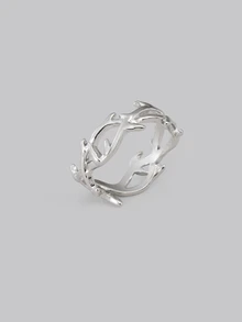 DareSee 1pc Asymmetrical Design Punk Thorn Ring Adjustable Size Unisex Finger Ring Music Fest Halloween - Silver - View 2