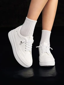 DareSee Fall/Winter Women's Wedge Heel Platform Sneakers - White - View 1