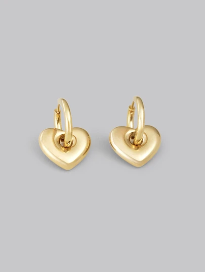 DareSee 1 對奢華優雅不銹鋼心形耳環，約會、婚禮和其他場合送給女士的完美禮物