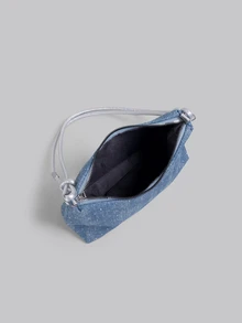DareSee 1pc Gold Color Crescent Moon Sequin Decorated PVC Women Shoulder Bag, New Arrival Music Fest - Blue - View 6