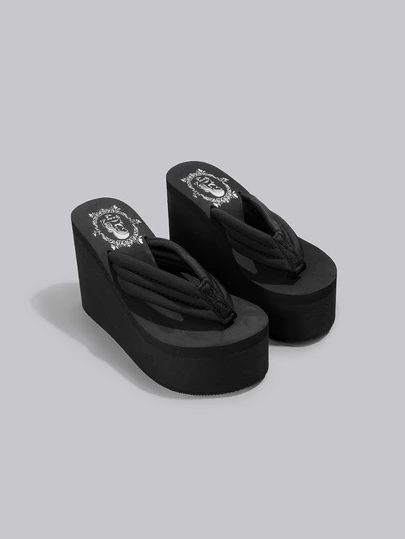 DareSee Fashionable And Comfortable Women's High-Heeled And Thick-Soled Sandals, Summer Slippers Music Fest