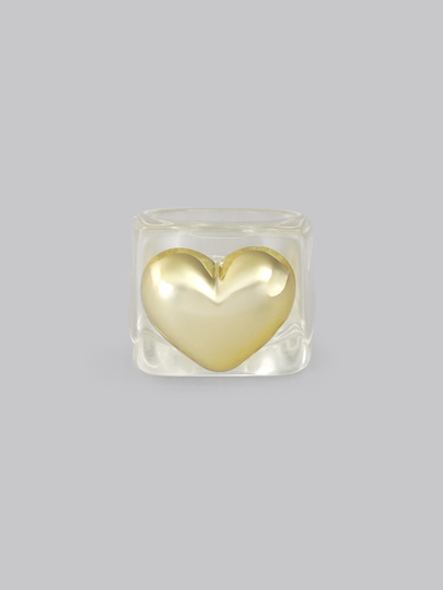 DareSee 1pc Fashion Polyresin Heart Decor Clear Ring For Women For Daily Decoration Valentines