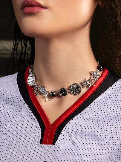 DareSee 1pc New Design Pentagonal Star Shape Crystal Decor Minimalist Collarbones Chain Necklace For Women Music Fest Back To School
