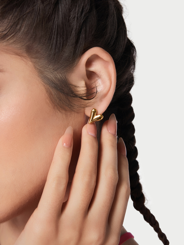 DareSee 1對時尚不銹鋼心耳釘適合女士日常裝飾